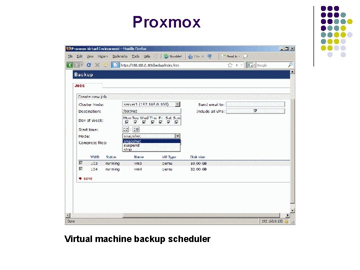 Proxmox Virtual machine backup scheduler 