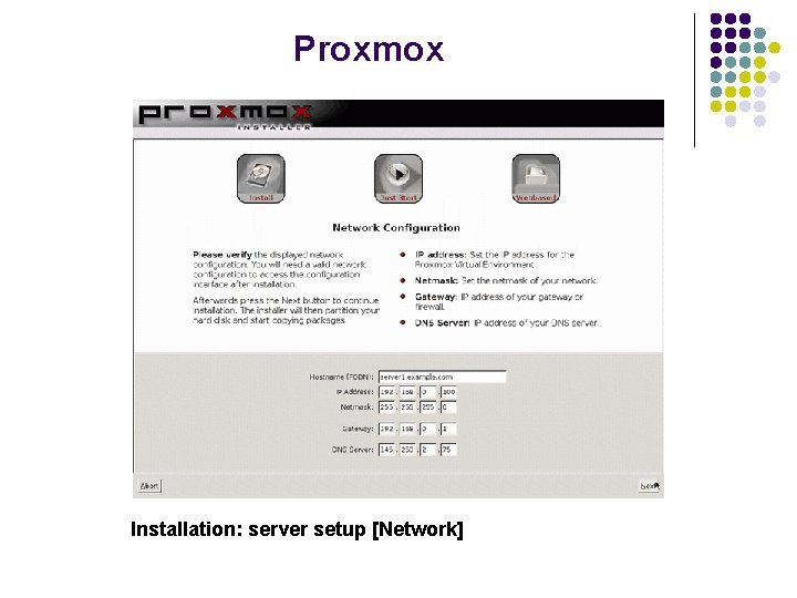 Proxmox Installation: server setup [Network] 