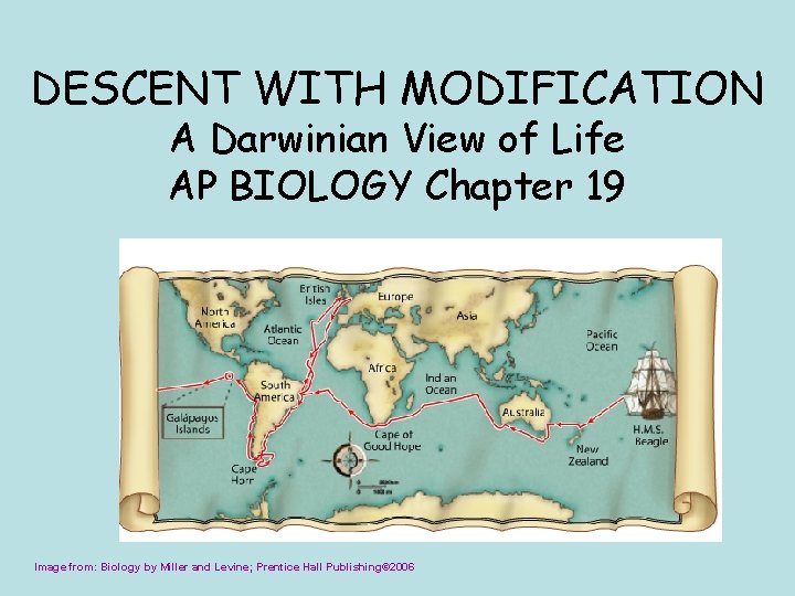 DESCENT WITH MODIFICATION A Darwinian View of Life AP BIOLOGY Chapter 19 Image from: