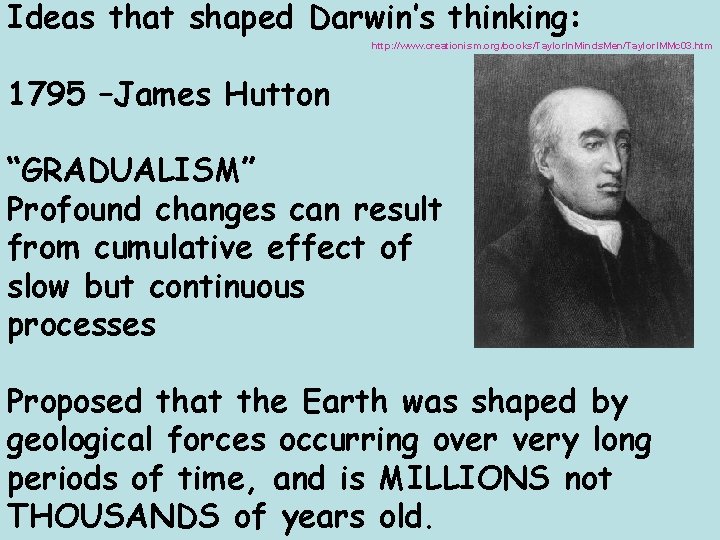 Ideas that shaped Darwin’s thinking: http: //www. creationism. org/books/Taylor. In. Minds. Men/Taylor. IMMc 03.