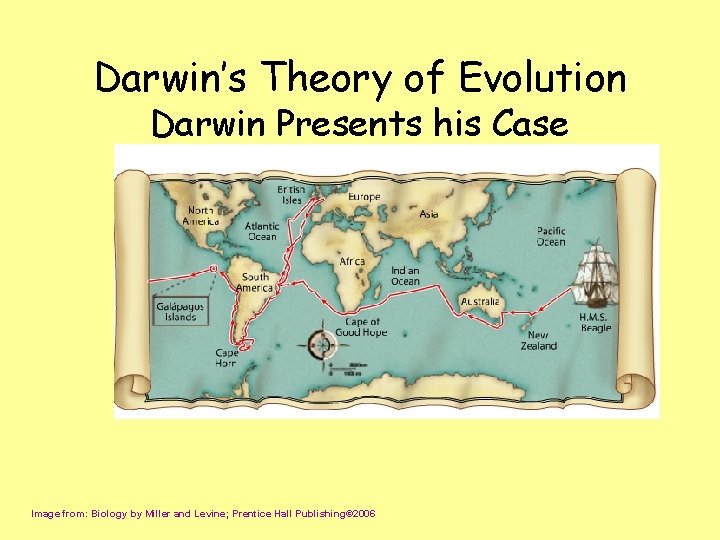 Darwin’s Theory of Evolution Darwin Presents his Case Image from: Biology by Miller and