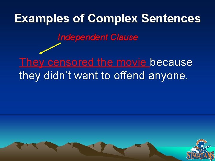 Examples of Complex Sentences Independent Clause They censored the movie because they didn’t want Examples of Complex Sentences Independent Clause They censored the movie because they didn’t want