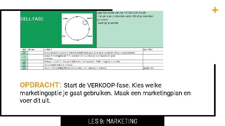 OPDRACHT: Start de VERKOOP-fase. Kies welke marketingoptie je gaat gebruiken. Maak een marketingplan en