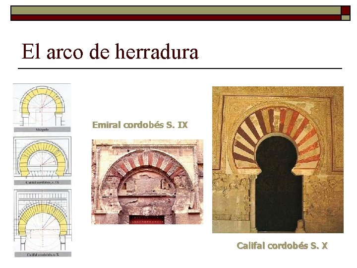 El arco de herradura Emiral cordobés S. IX Califal cordobés S. X 