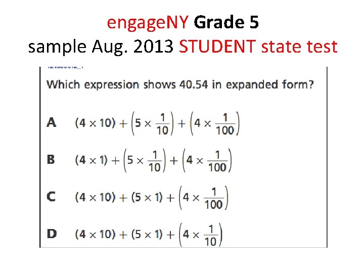 engage. NY Grade 5 sample Aug. 2013 STUDENT state test 