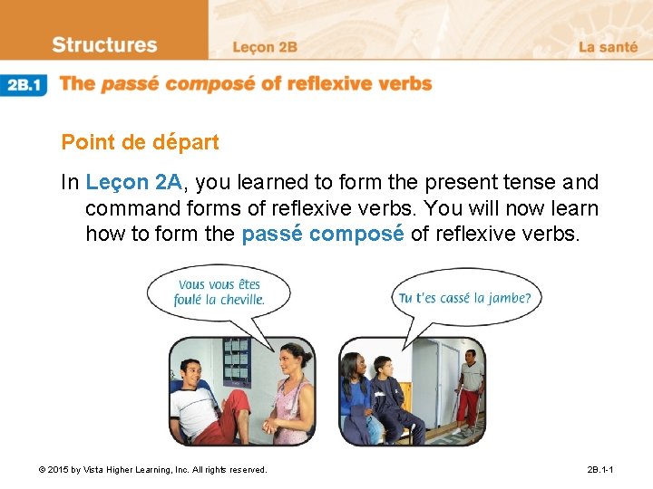 Point de départ In Leçon 2 A, you learned to form the present tense Point de départ In Leçon 2 A, you learned to form the present tense