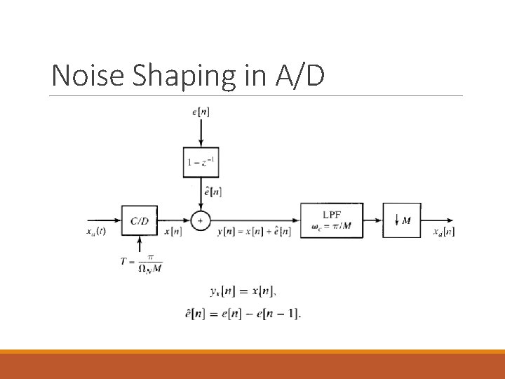 Noise Shaping in A/D 
