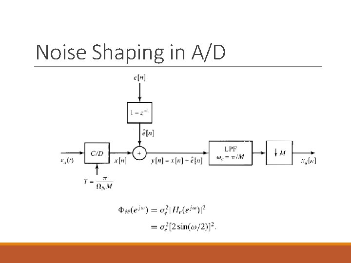 Noise Shaping in A/D 