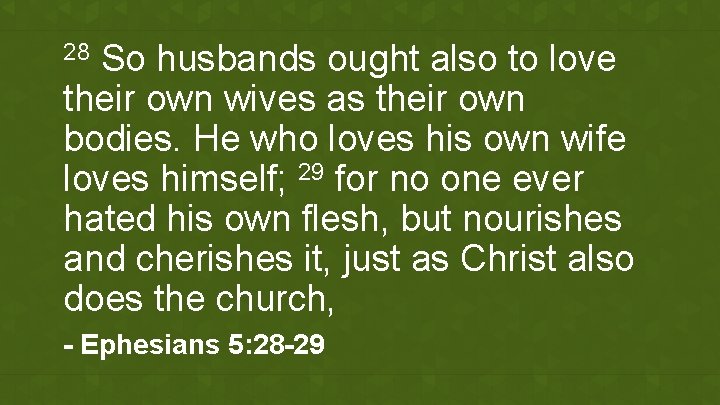 So husbands ought also to love their own wives as their own bodies. He