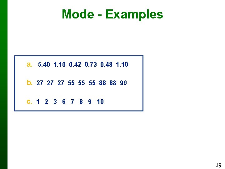 Mode - Examples a. 5. 40 1. 10 0. 42 0. 73 0. 48