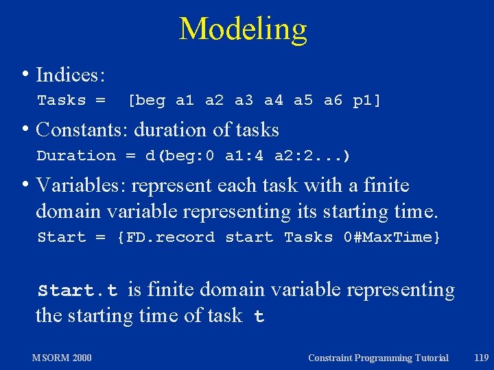 Modeling h Indices: Tasks = [beg a 1 a 2 a 3 a 4