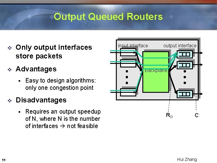 Output Queued Routers v Only output interfaces store packets v Advantages § v output