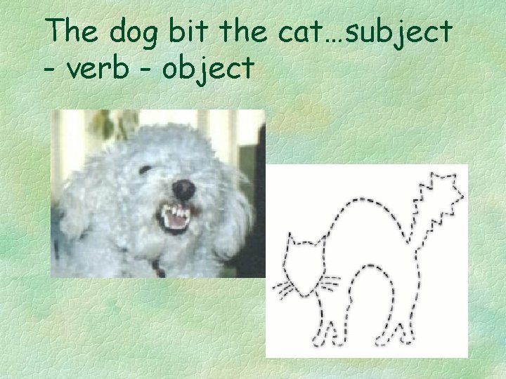 The dog bit the cat…subject - verb - object 