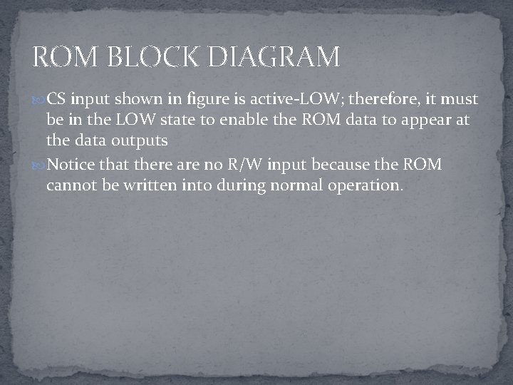 ROM BLOCK DIAGRAM CS input shown in figure is active-LOW; therefore, it must be