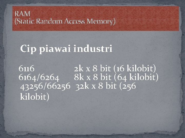 RAM (Static Random Access Memory) Cip piawai industri 6116 2 k x 8 bit