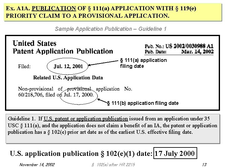 Ex. A 1 A. PUBLICATION OF § 111(a) APPLICATION WITH § 119(e) PRIORITY CLAIM Ex. A 1 A. PUBLICATION OF § 111(a) APPLICATION WITH § 119(e) PRIORITY CLAIM