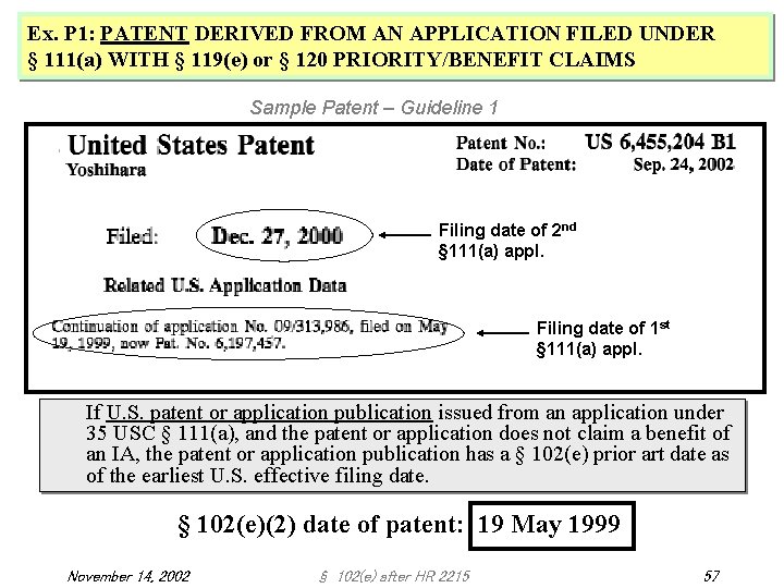 Ex. P 1: PATENT DERIVED FROM AN APPLICATION FILED UNDER § 111(a) WITH § Ex. P 1: PATENT DERIVED FROM AN APPLICATION FILED UNDER § 111(a) WITH §