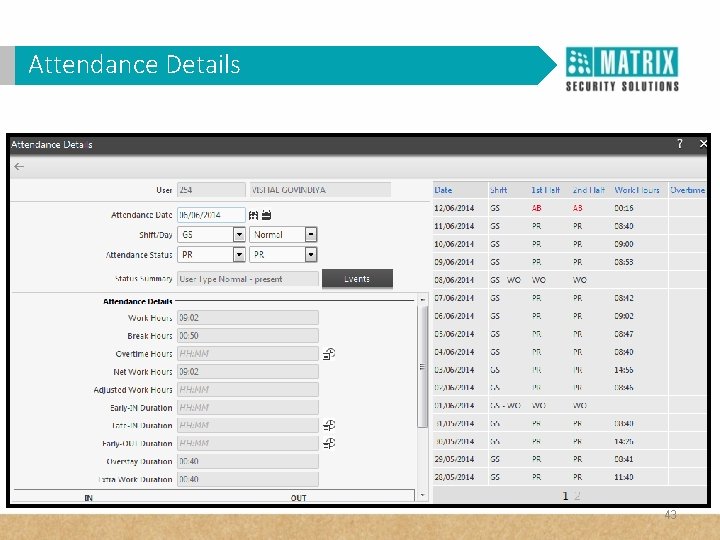 Attendance Details 43 