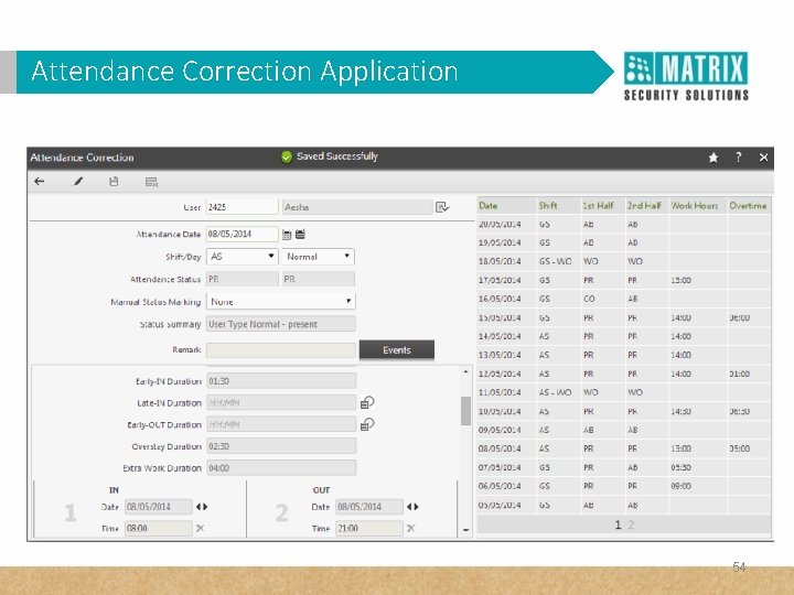 Attendance Correction Application 54 