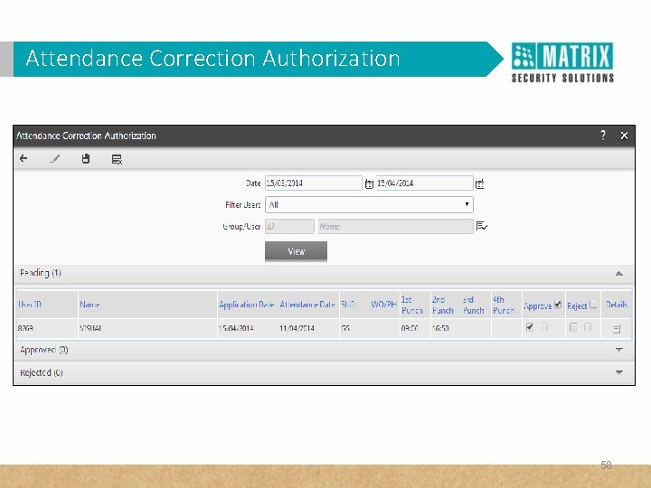 Attendance Correction Authorization 58 