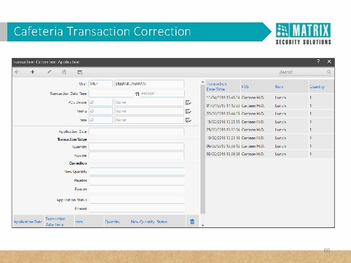 Cafeteria Transaction Correction 68 