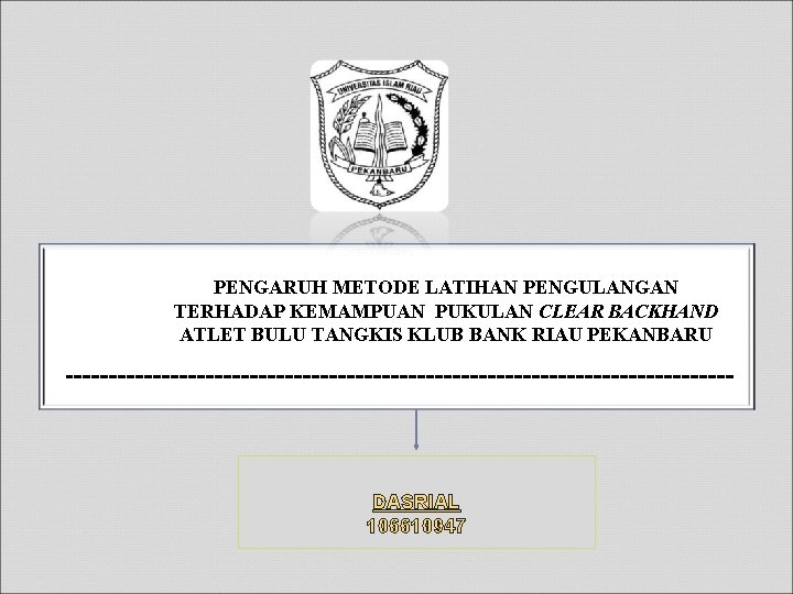 PENGARUH METODE LATIHAN PENGULANGAN TERHADAP KEMAMPUAN PUKULAN CLEAR BACKHAND ATLET BULU TANGKIS KLUB BANK