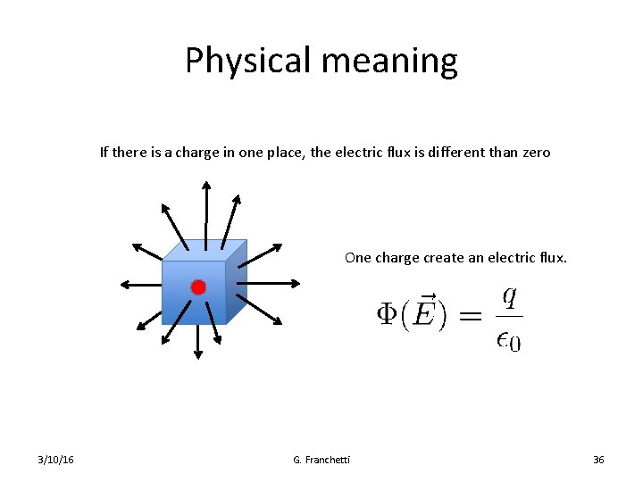 Physical meaning If there is a charge in one place, the electric flux is