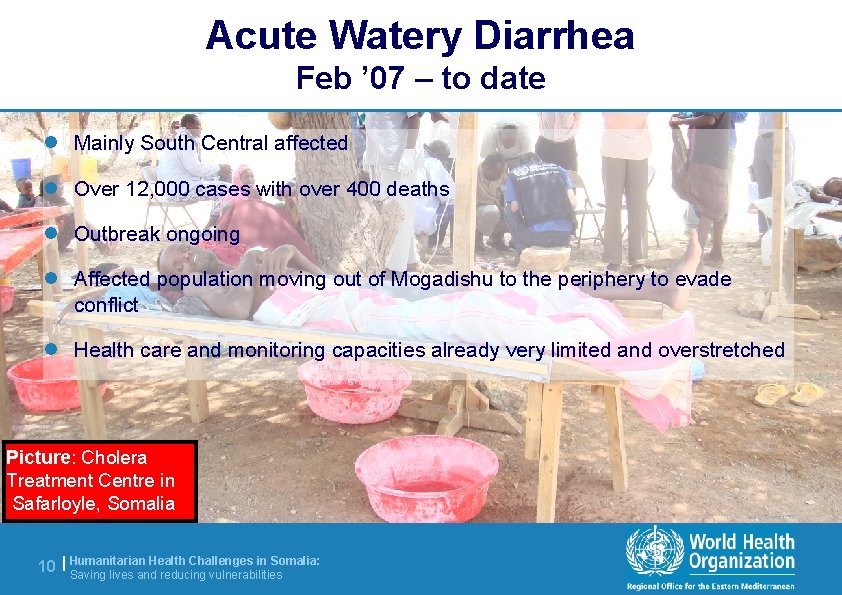 Acute Watery Diarrhea Feb ’ 07 – to date l Mainly South Central affected