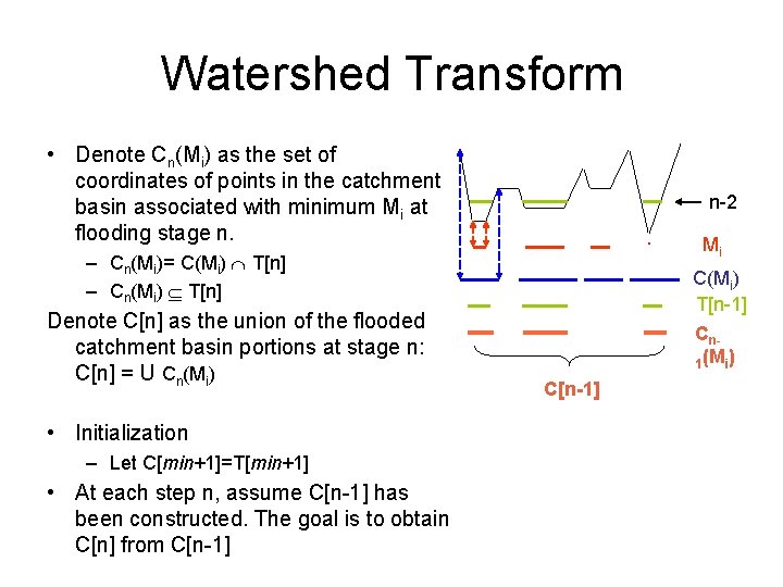 Watershed Transform • Denote Cn(Mi) as the set of coordinates of points in the