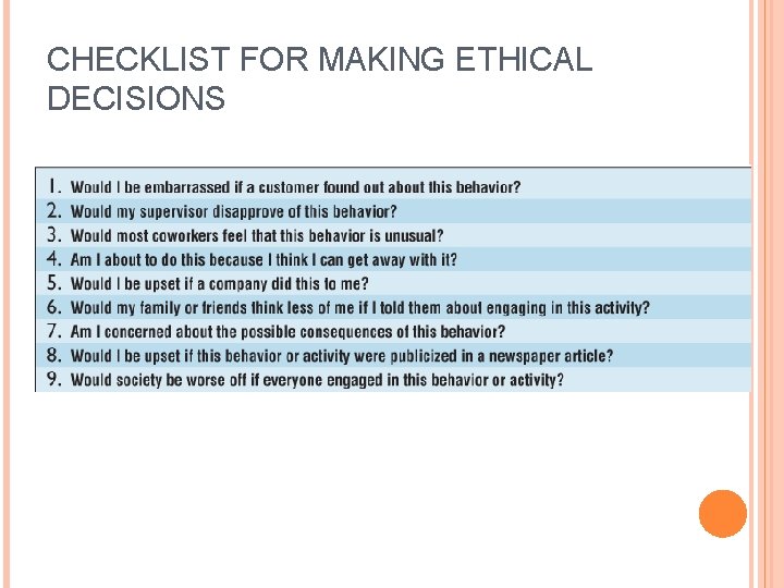 CHECKLIST FOR MAKING ETHICAL DECISIONS CHECKLIST FOR MAKING ETHICAL DECISIONS