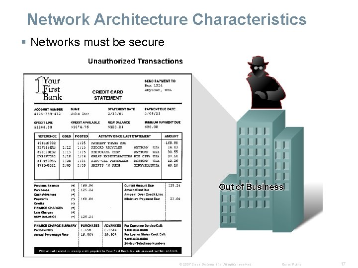 Network Architecture Characteristics § Networks must be secure © 2007 Cisco Systems, Inc. All