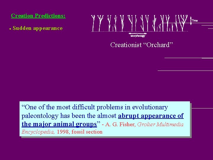 Creation Predictions: l Sudden appearance Creationist “Orchard” “One of the most difficult problems in