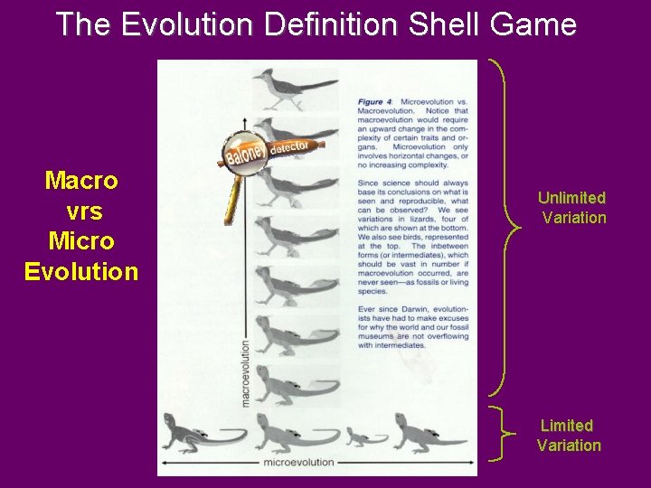 The Evolution Definition Shell Game Macro vrs Micro Evolution Unlimited Variation Limited Variation 