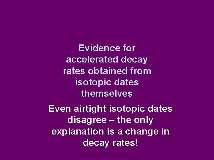 Evidence for accelerated decay rates obtained from isotopic dates themselves Even airtight isotopic dates