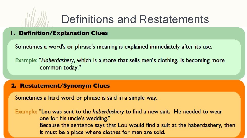 Definitions and Restatements 