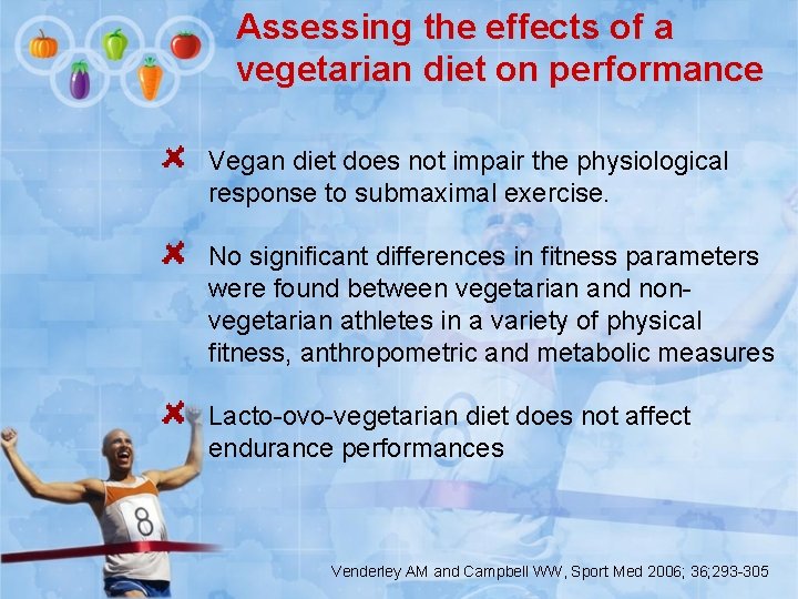 Assessing the effects of a vegetarian diet on performance Vegan diet does not impair