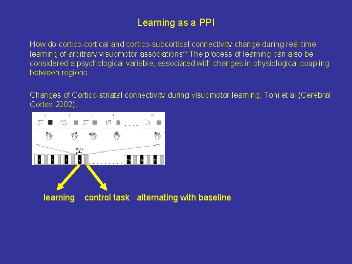 Learning as a PPI How do cortico-cortical and cortico-subcortical connectivity change during real time