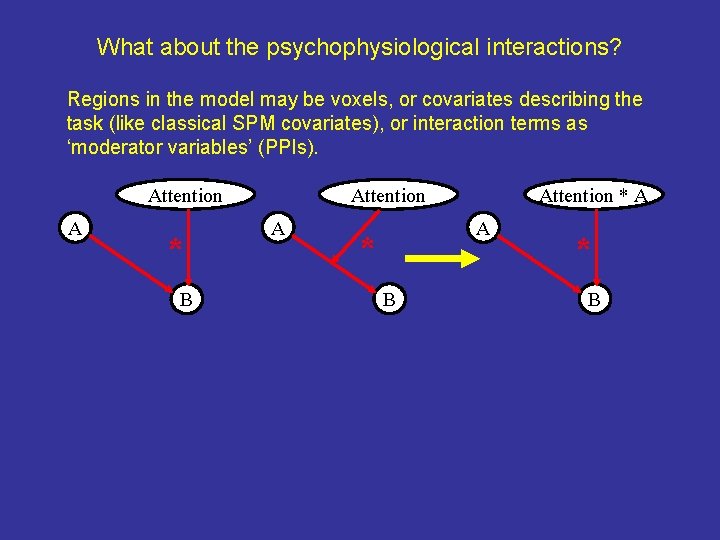 What about the psychophysiological interactions? Regions in the model may be voxels, or covariates