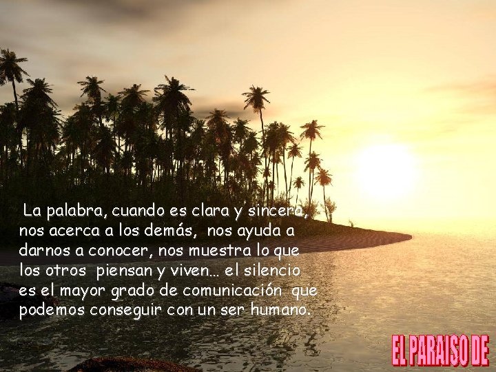 La palabra, cuando es clara y sincera, nos acerca a los demás, nos ayuda