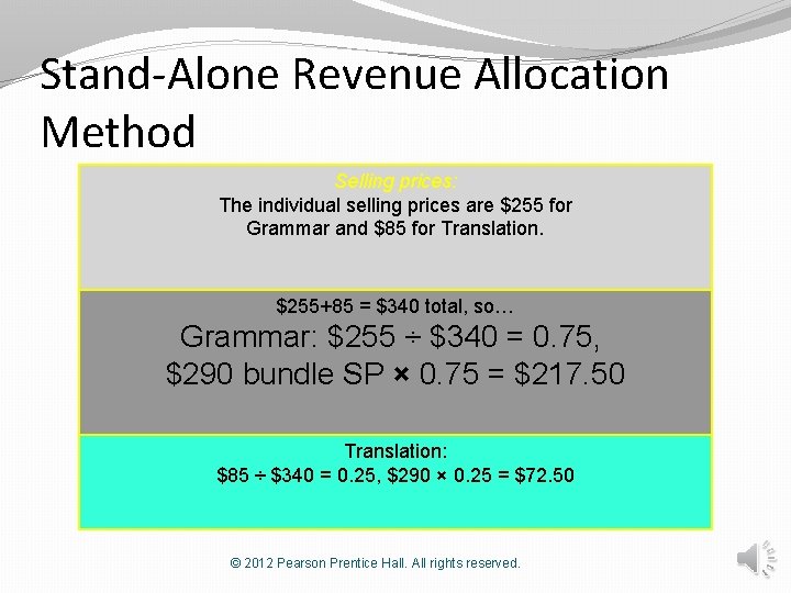 Stand-Alone Revenue Allocation Method Selling prices: The individual selling prices are $255 for Grammar