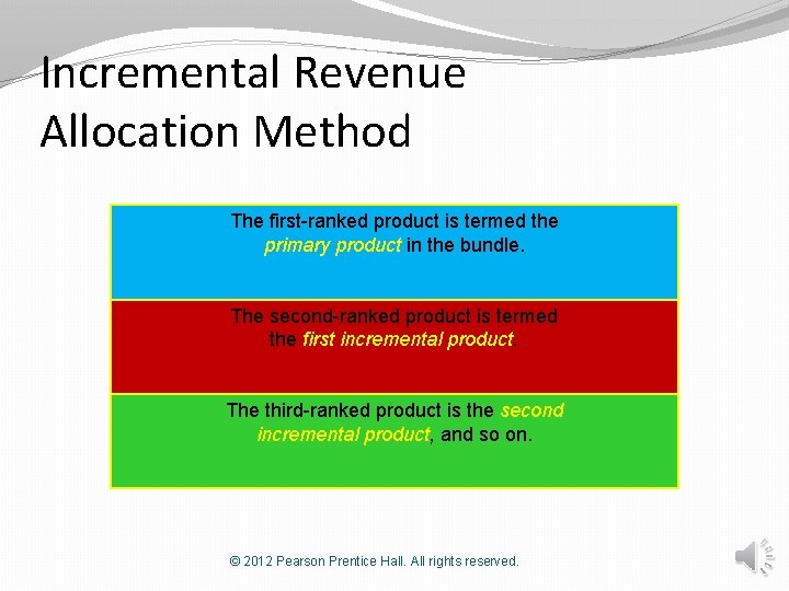 Incremental Revenue Allocation Method The first-ranked product is termed the primary product in the