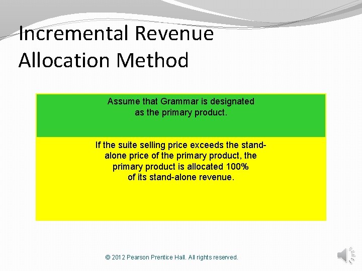 Incremental Revenue Allocation Method Assume that Grammar is designated as the primary product. If