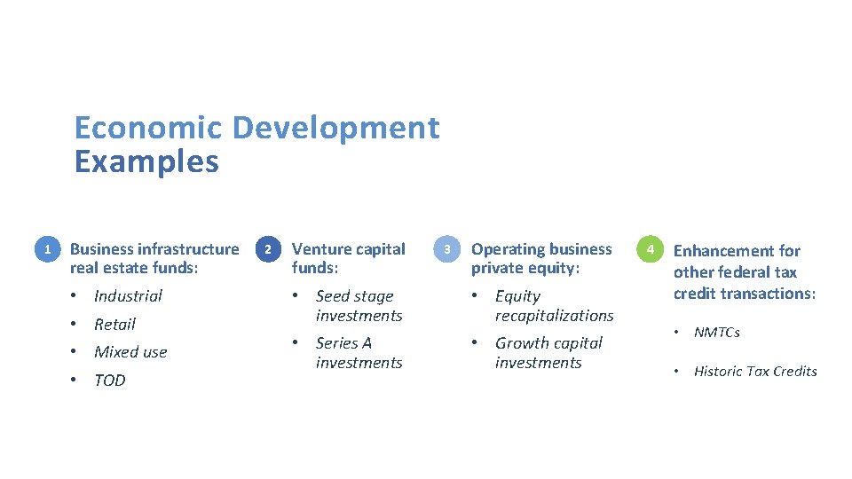 Economic Development Examples 1 Business infrastructure real estate funds: • Industrial • Retail • Economic Development Examples 1 Business infrastructure real estate funds: • Industrial • Retail •