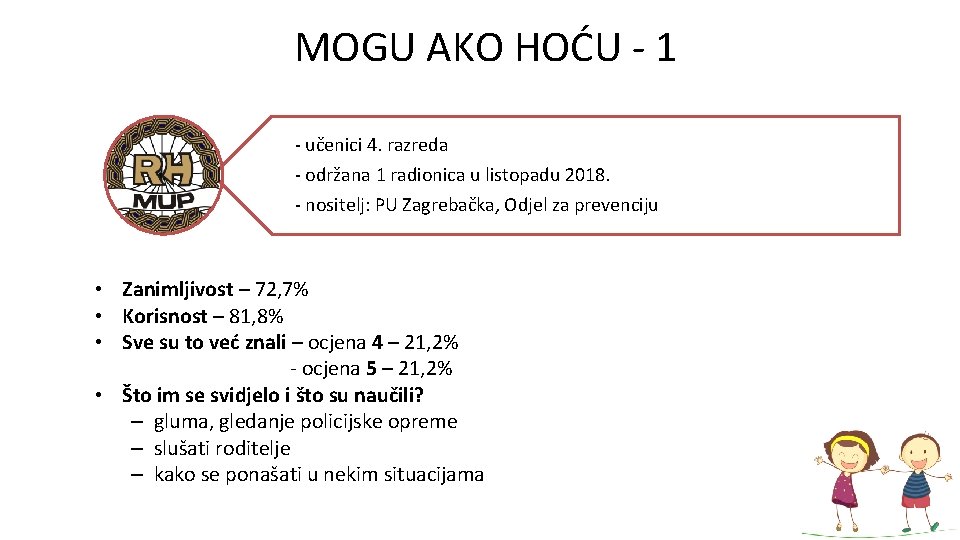 MOGU AKO HOĆU - 1 - učenici 4. razreda - održana 1 radionica u