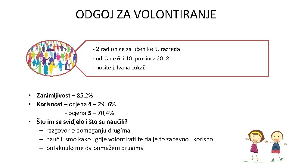 ODGOJ ZA VOLONTIRANJE - 2 radionice za učenike 5. razreda - održane 6. i