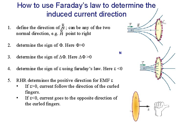 How to use Faraday’s law to determine the induced current direction 1. define the