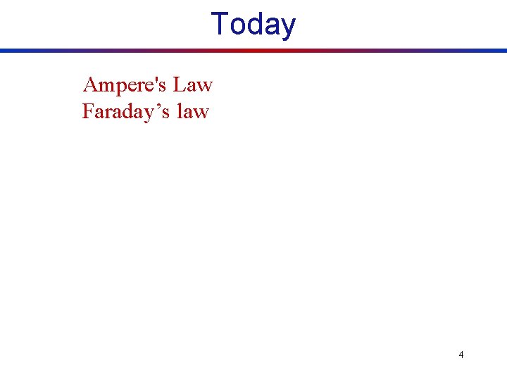 Today Ampere's Law Faraday’s law 4 