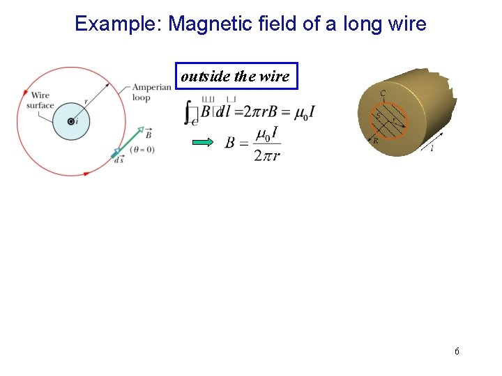 Example: Magnetic field of a long wire outside the wire 6 