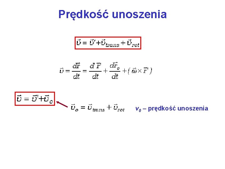 Prędkość unoszenia v 0 – prędkość unoszenia 