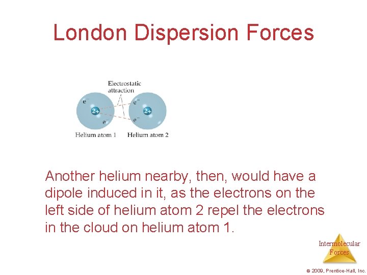 London Dispersion Forces Another helium nearby, then, would have a dipole induced in it,